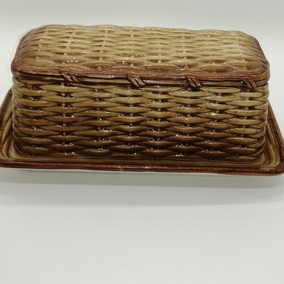VTG Otigiri Basket Weave Sugar/Creamer/Butter Set - Picture 7 of 16